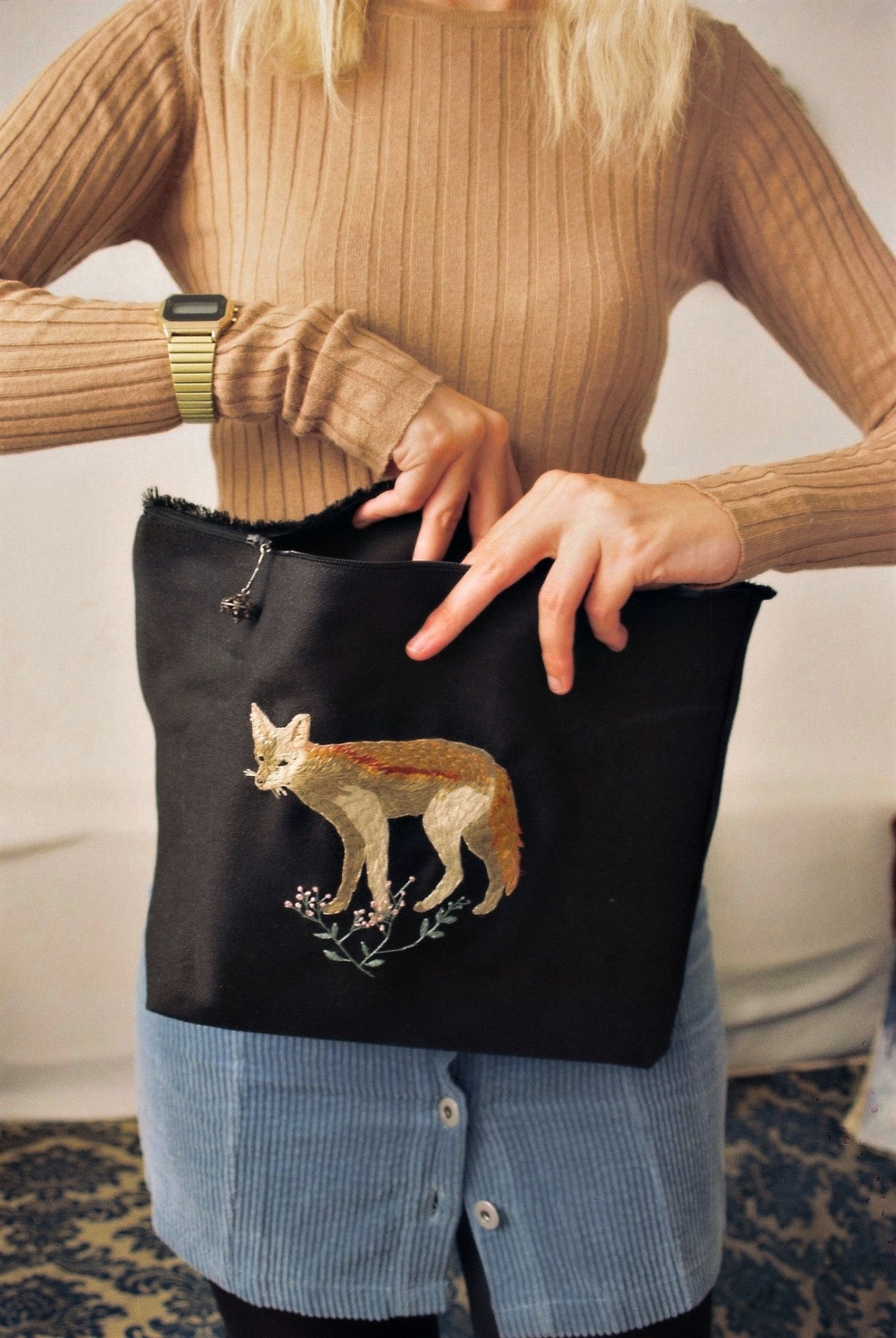 embroideried fox